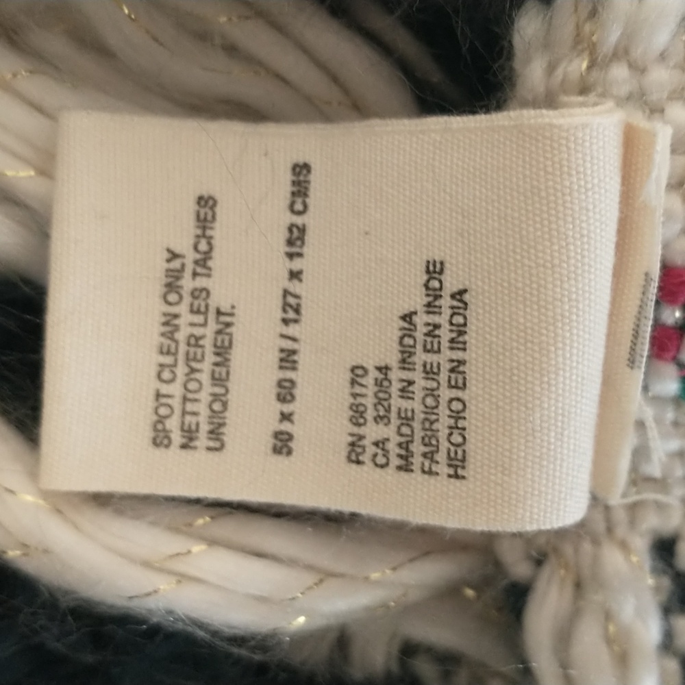 Anthropologie Textured Fringed Throw Blanket 50 X 60 - Picture 6 of 6